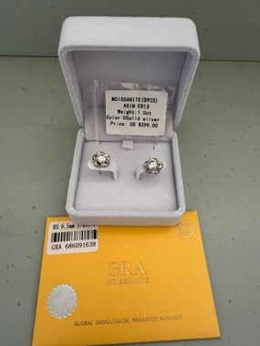 925 Sterling Silver Moissanite 1.0 ct Flower Stud Earrings - Silver with GRA
